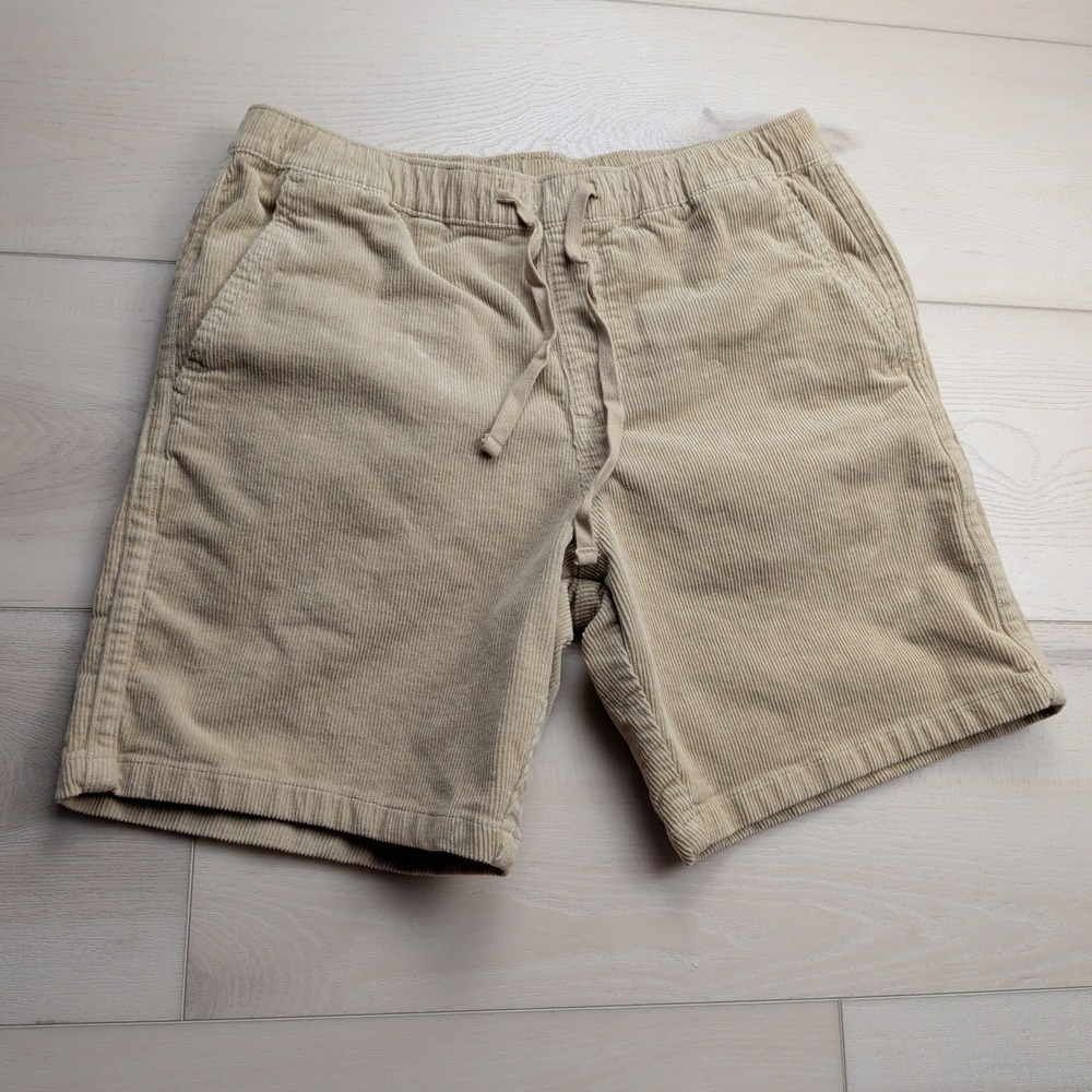Katin Corduroy Shorts Mens Medium Khaki Elastic Waist Stretch Walk Beach Surf